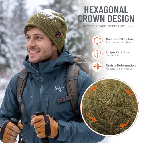 Lvaiz Winter Fleece Lined Beanie Hat for Men Women Reversible Skull Cap - color: Khaki+grey