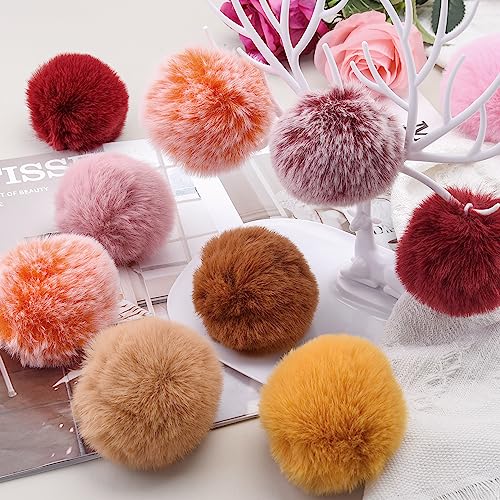 BQTQ 40 Pcs Faux Fur Pom Poms DIY Hat Pompoms with Elastic Loop (Bright) - color: Bright Color