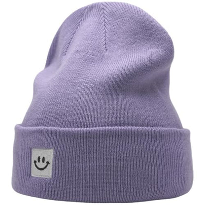 55cube Unisex Winter Beanie Hats Warm Thick Knit Cuffed Skullcaps - color: Light Purple