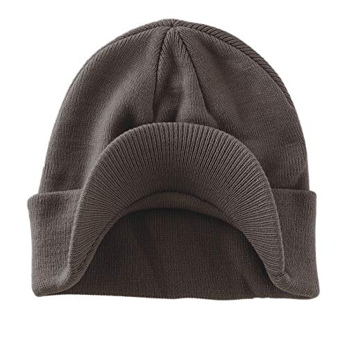 Home Prefer Men's Winter Beanie Hat with Brim Warm Double Knit Cuff Beanie Cap Watch Radar Hat - color: Dark Gray