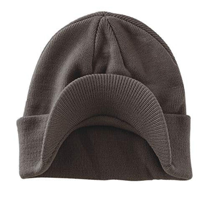 Home Prefer Men's Winter Beanie Hat with Brim Warm Double Knit Cuff Beanie Cap Watch Radar Hat - color: Dark Gray