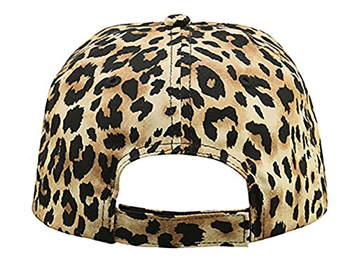 TOP HEADWEAR Leopard Print Cap w/Textured Leather Bill