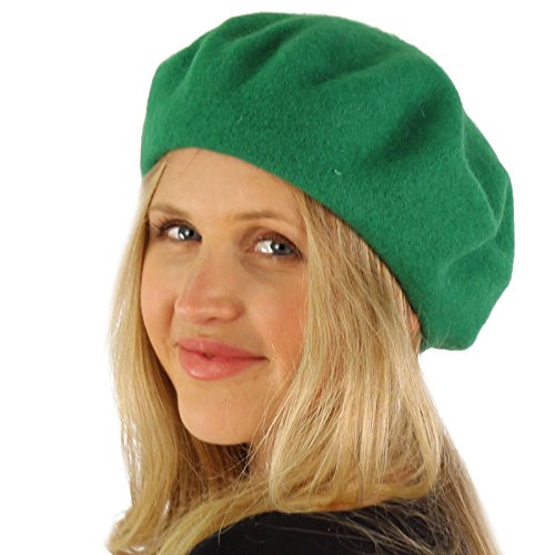 Classic Winter 100% Wool Warm French Art Basque Beret Tam Beanie Hat Cap - color: Green