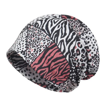 Jemis Sweet Heartwarming Breast Cancer Beanie Hat, Romantic Knitted Hat, Cancer Headwear Caps Baggy Skull Sleep Scarf - color: 2 Pack White & Brown