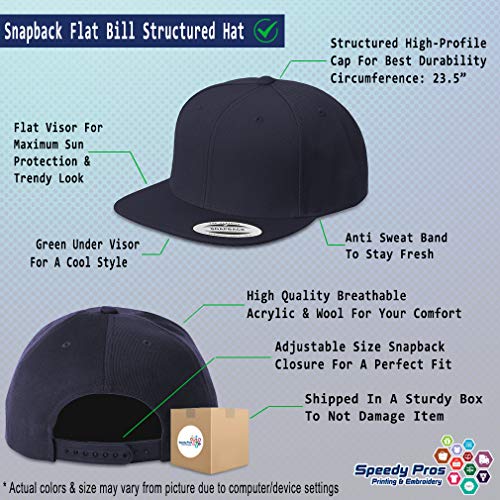 Speedy Pros Snapback Hats for Men & Women I'll Bring The Crown Acrylic Flat Bill Baseball Cap - color: Navy