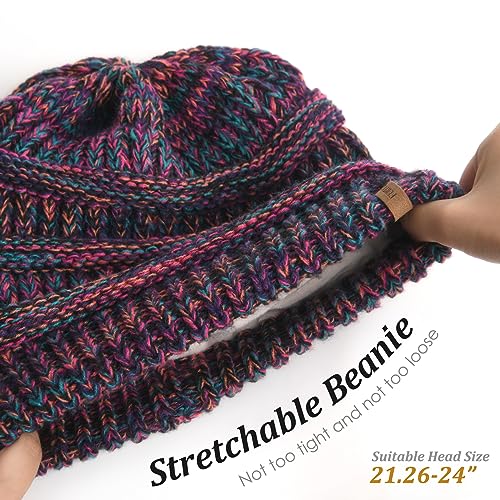 FURTALK Winter Hats for Women Fleece Lined Knit Beanie Hats Slouchy Warm Beanies Ski Skull Cap - color: Multicolor