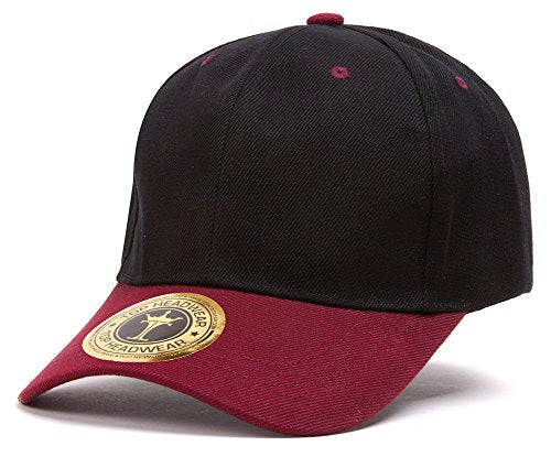 TOP HEADWEAR 12-Pack Adjustable Baseball Hat - color: Black/Burgundy