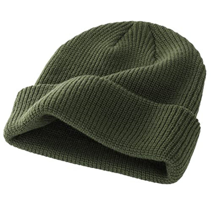 Connectyle 2 Pack Classic Cuffed Beanie Hat for Men & Women Warm Winter Knit Hat Thick Beanies Skull Cap Acrylic Watch Cap - color: Black+army Green