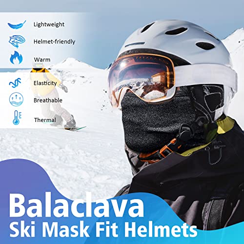 Winter Balaclava Ski Mask for Men Women, Windproof Thermal Face Mask Cold Weather Scarf for Cycling Skiing Climbing - color: Black,grey