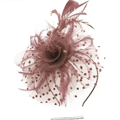 WLBON Fascinators Hat 20s 50s Headband Hair Clips Flower Mesh Veil Feather Headpiece Headwear Women Halloween Carnival Cocktail Wedding Church Cosplay Dress Up Birthday Tea Party Accessories Coffee - color: Coffee