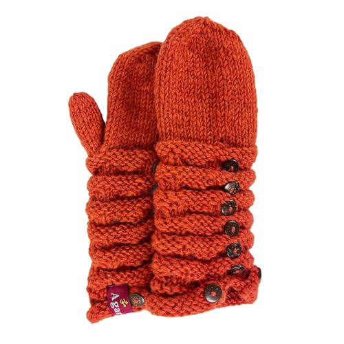 Agan Traders Women's 2026 Winter Mitten Hat Warm Fleece Lined Oversized Thick Chunky Slouchy From Nepal - color: Rust Multi