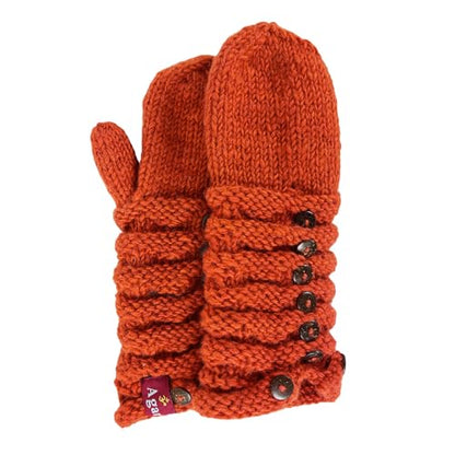 Agan Traders Women's 2026 Winter Mitten Hat Warm Fleece Lined Oversized Thick Chunky Slouchy From Nepal - color: Rust Multi
