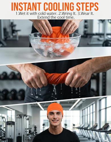 Sweat Wicking Skull Caps Cooling Helmet Liner Hat Running Beanie Cycling Skullcap Sleeping Cap for Men Women - color: Neon Orange