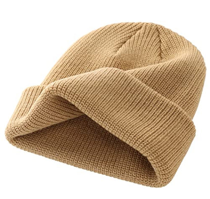 Connectyle Classic Double Layer Knit Beanie Hat Warm Thick Acrylic Winter Hats Daily Cuffed Beanies Watch Hat for Men Women - color: Khaki