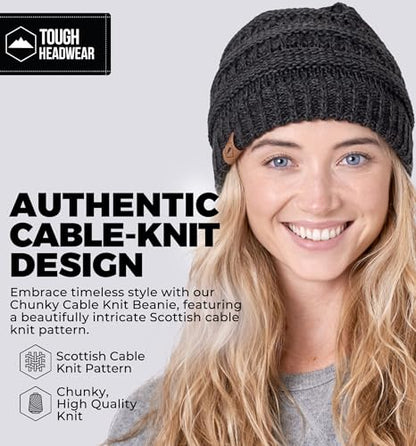 Tough Headwear Slouchy Beanie Hat - Itch-Free Winter Hats for Women - Stretchable Beanies for Women - Acrylic Winter Gear - color: Black Gray