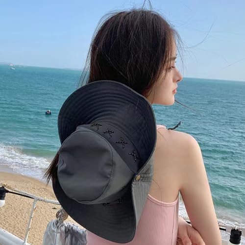 Western Men Safari Sun Hat Sun Protection Fishing Hats Hiking Country Hat for Women Snap Up Cowboy 2 Ways to Wear - color: Black-sh