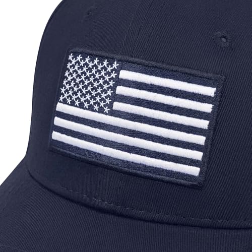 American Flag Baseball Cap for Men Women, Flag Embroidery & Adjustable Fit - color: Dark Blue / White