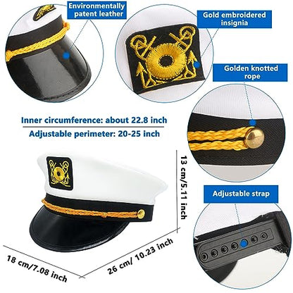 8 Pieces Captain Hats Adjustable White Sailors Navy Marine Admiral Caps for Yacht Theme Party Costume Accessory - color: Style 1