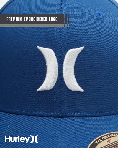 Hurley Mens Textured Fitted Baseball Cap, Moisture Wicking, Curved Brim - color: Blue, size: Small-Medium