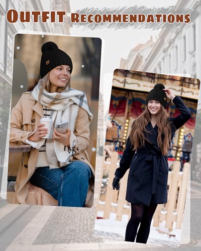 Winter Hats for Women- Winter Beanie Womens with Bobble, Soft Warm Ribbed Knit Cuffed Womens Winter Hat