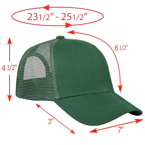 Falari Trucker Hat Baseball Cap Structured Plain Design 6 Panel, Adjustable Size - color: 1pk Hunter Green
