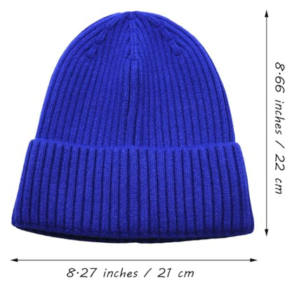 Beanie Warm Cap Knitted Thick Hat Double Layer Skull Ski Cap Winter Soft Elastic Windproof Unisex Men Women - color: Blue