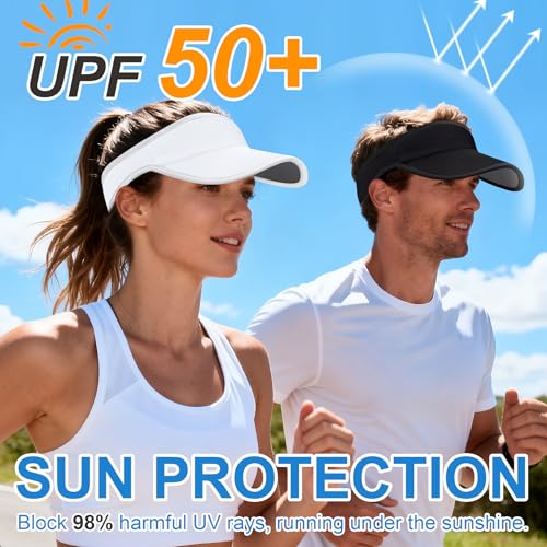 Sports Sun Visor Hat for Women Men, Lightweight Quick-Dry Sun Hat - color: Black/2.0
