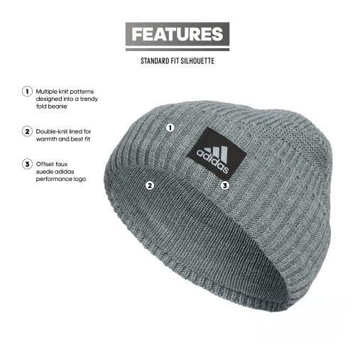 adidas Men's Pine Knot Fold Beanie - color: Heather Grey/Black/4