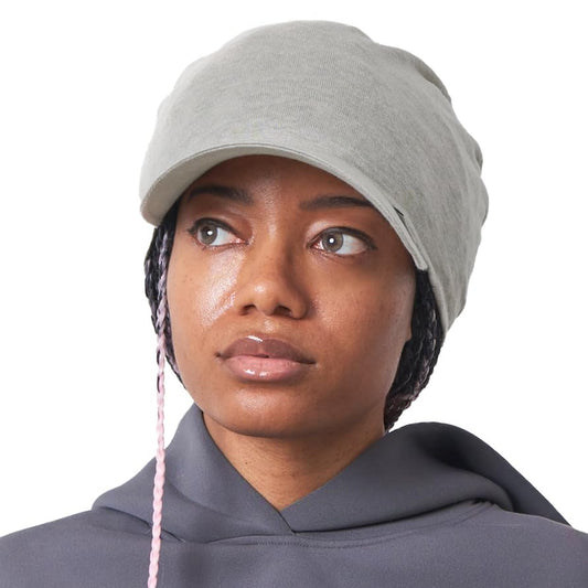 CHARM Summer Beanie for Men - Cotton & Linen Slouchy Visor Beanie Cap for Women Lightweight Knit - color: Gray