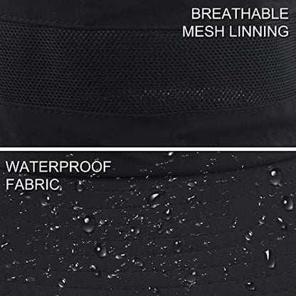Muryobao Men's Boonie Hat UPF 50+ Summer Sun Hat UV Protection Wide Brim Waterproof Bucket Hat for Beach Fishing Cap - color: Black