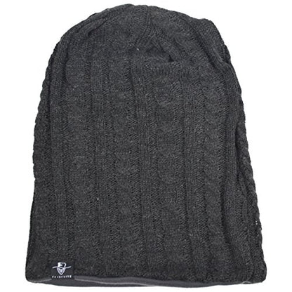 VECRY Men's Slouch Beanie Skull Cap Long Baggy Hip-Hop Winter Summer Hat - color: Cable-grey