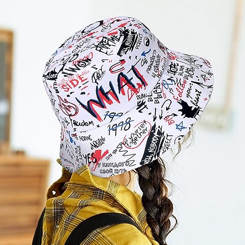 Packable Reversible Printed Bucket Hat Unisex for Men Women Beach Fisherman Cap - color: White-2