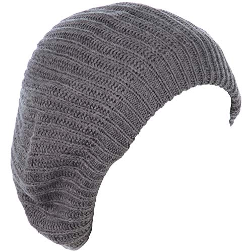 an Fall Winter Knit Beanie Beret Hat for Women Soft Knit Lining Many Styles - color: Midgrey