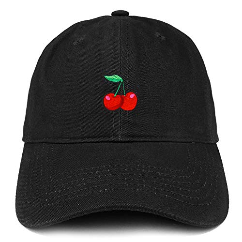 Trendy Apparel Shop Cherry Patch Brushed Cotton Unstructured Dad Hat - color: Black