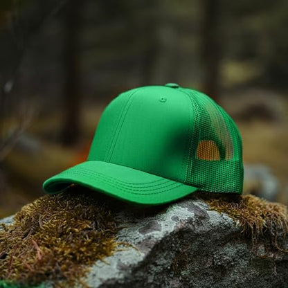 Falari Trucker Hat Baseball Cap Structured Plain Design 6 Panel, Adjustable Size - color: 1pk Kelly Green
