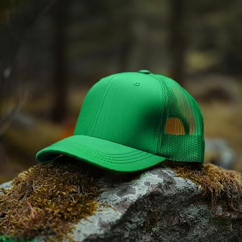 Falari Trucker Hat Baseball Cap Structured Plain Design 6 Panel, Adjustable Size - color: 1pk Kelly Green