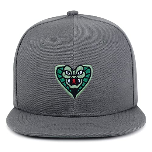 Snake Hip-Hop Snapback Hat Embroidered Baseball Cap Cobra - color: 03. Dark Grey