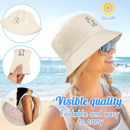 Unisex Bucket Hat Beach Sun Hat Fishing Hat for Men Women Teens, Reversible Double-Side-Wear - color: Rabbit Beige
