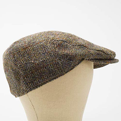 Nevis Flat Cap - 100% Handwoven Wool – Harris Tweed – Water Resistant - color: Classic Herringbone, size: 7 1/4-7 3/8
