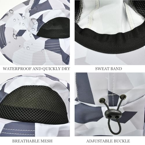 Sun Hat for Men Women with Neck Flap,UPF 50+ UV Protection Fishing Hat - color: 1pack-camo Grey