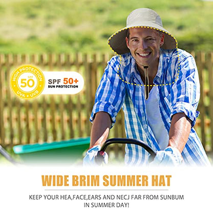 Outdoor Sun Hat for Men with 50+ UPF Protection Safari Cap Wide Brim Fishing Hat with Neck Flap, for Dad… - color: Light Grey