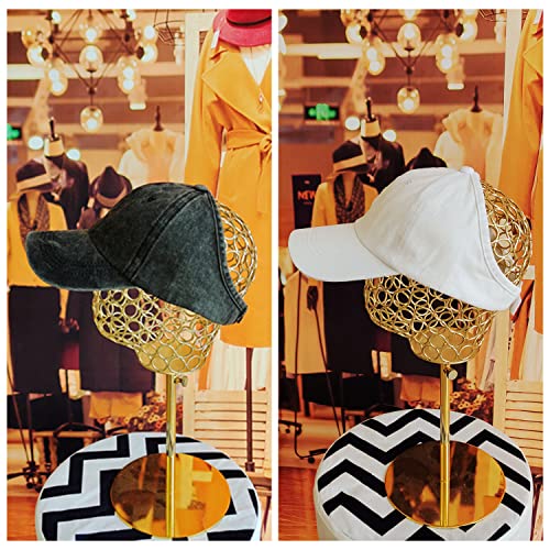 2 Pack Backless Cap for Women Natural Curly Hair Hat Baseball Cap Afro Puff Ponytail Hat - color: Black+white