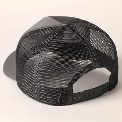 MIRMARU 5 Panels Blank Foam Front Two Tone Solid Trucker Mesh Back Baseball Cap with Adjustable Snapback Strap - color: Solid-charcoal
