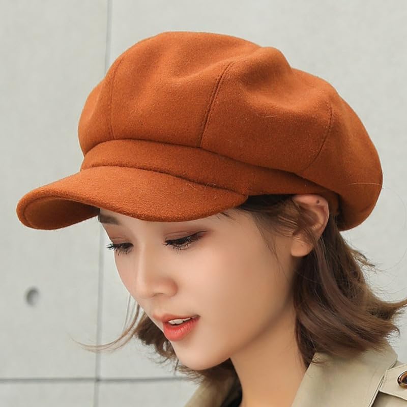 Women Wool-Blend Newsboy-Cap Gatsby Ivy Painter Hat Pageboy Caps - color: Brown