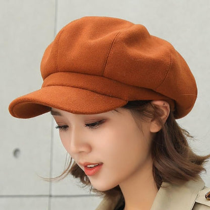 Women Wool-Blend Newsboy-Cap Gatsby Ivy Painter Hat Pageboy Caps - color: Brown