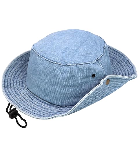 Antourage Bucket Hat Unisex Hiking Outdoor Fishing Hunting Safari Packable UV Protection Multiuse Boonie Hat - color: 07. Light Denim, size: Large