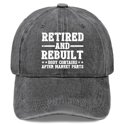 Retired and Rebuilt Hip Knee Replacement Parts Hat Men Dad Hats Funny Birthday Gifts for Women - color: Light Grey
