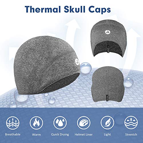 EMPIRELION Lightweight Thermal Skull Cap Ears Warm Cycling Helmet Liner Winter Running Beanie Hats Sweat Wicking - color: Grey Melange