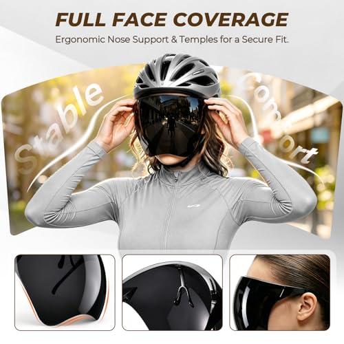 Full Cover Face Visor Protective, Tinted Full Face Shield Sun Protection - color: Black