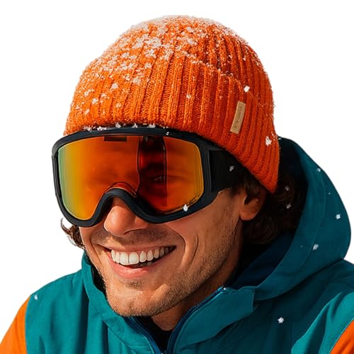 TOP-EX DryKnit™ Waterproof L/XL/XXL Winter Fleece Lined Beanie Hat for Men Women Warm Knit Watch Skull Cap Cold Weather - color: Orange (Beacon), size: X-Large-XX-Large